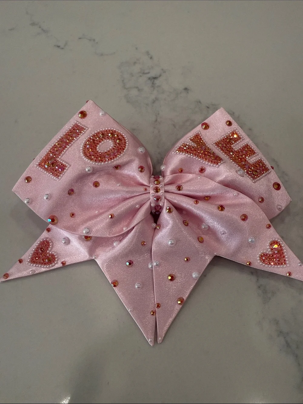Pink Bows of London Cheer Bow with 'LOVE' Rhinestones